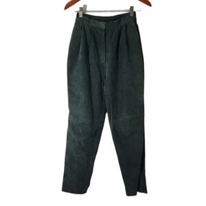 VTG EVAN DAVIES Silky Suede Mom Pants Sz 2 Green Elastic Waist High-Rise Y2K